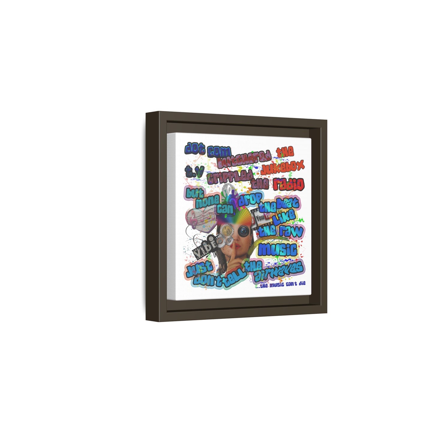 drop the beat - framed canvas art (white)