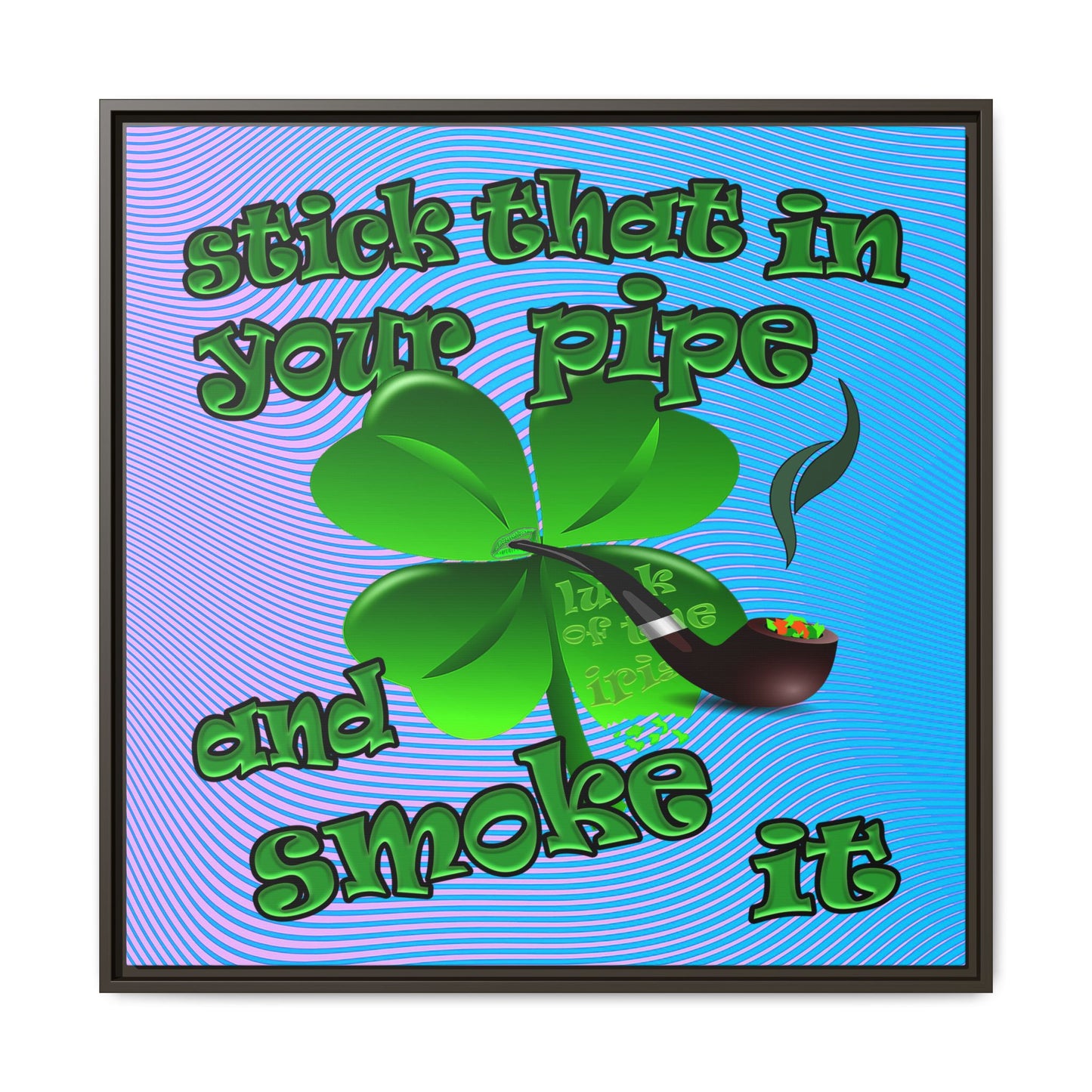 stick that in your pipe and smoke it - framed canvas art (light blue-purple wave)