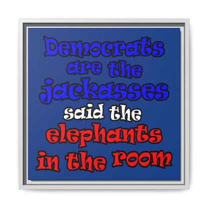 donkeys and elephants - framed canvas art (dark blue)
