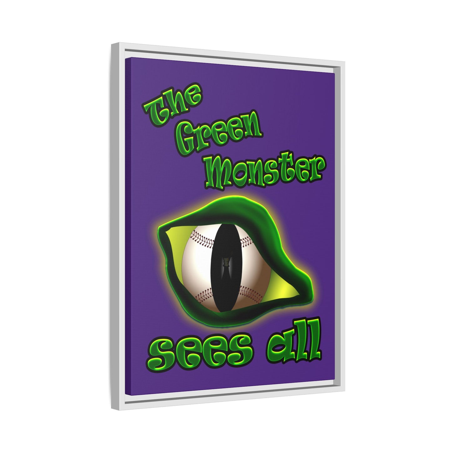 green monster - framed canvas art (purple)