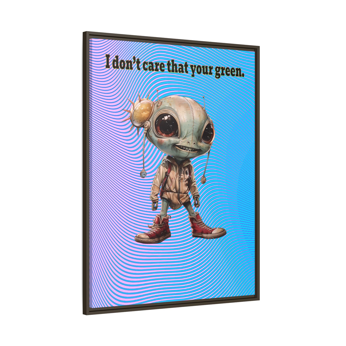 I don't care that your green - framed canvas art (light blue-purple wave)