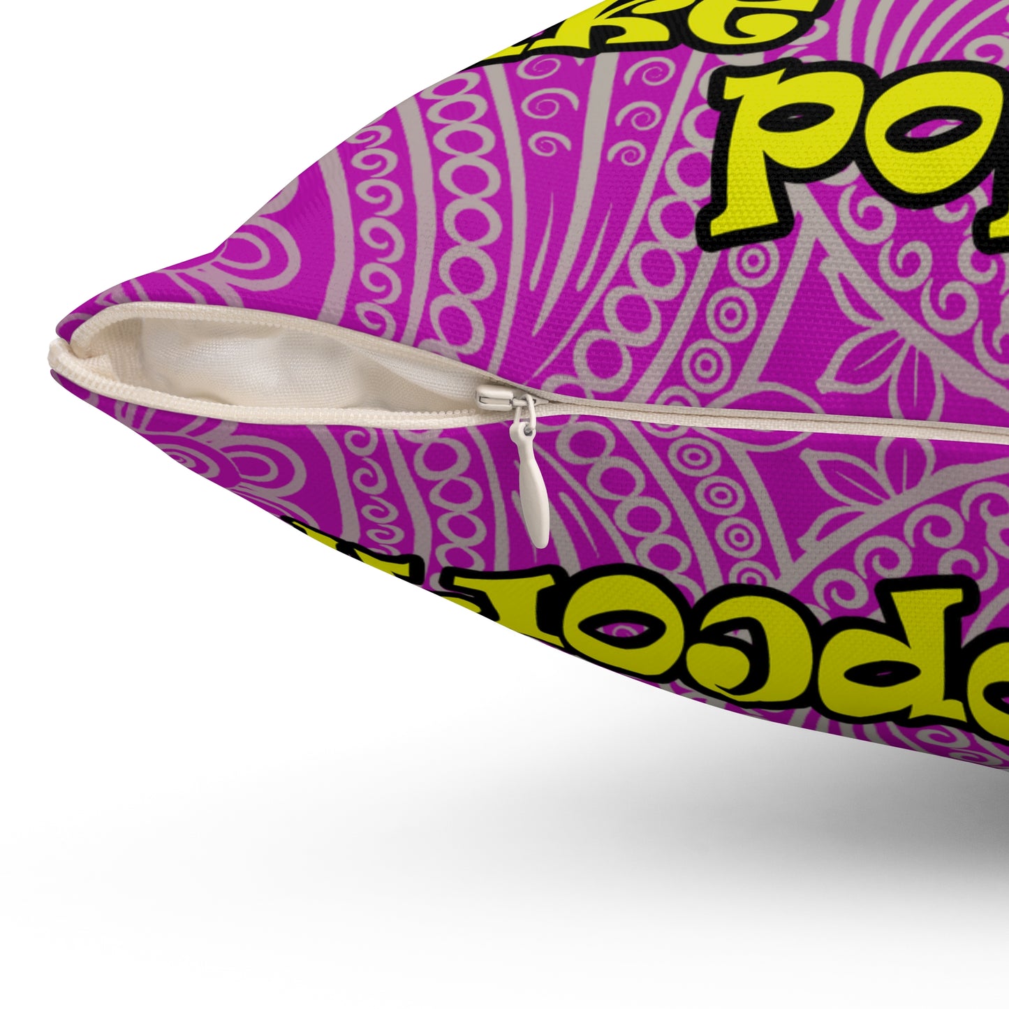 popping like popcorn - Spun Polyester Square Pillow - (pink swirl)
