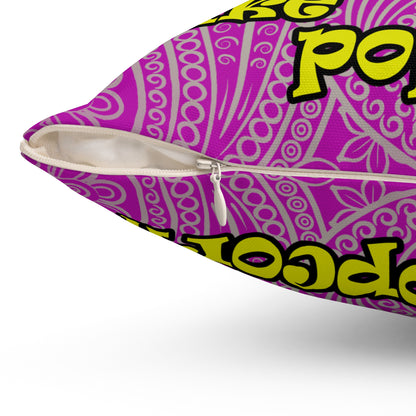 popping like popcorn - Spun Polyester Square Pillow - (pink swirl)