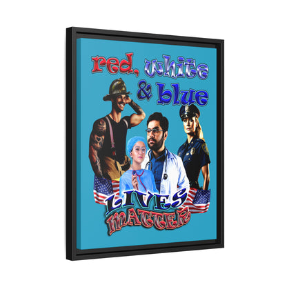 rw&b lives matter - framed canvas art (turquoise)