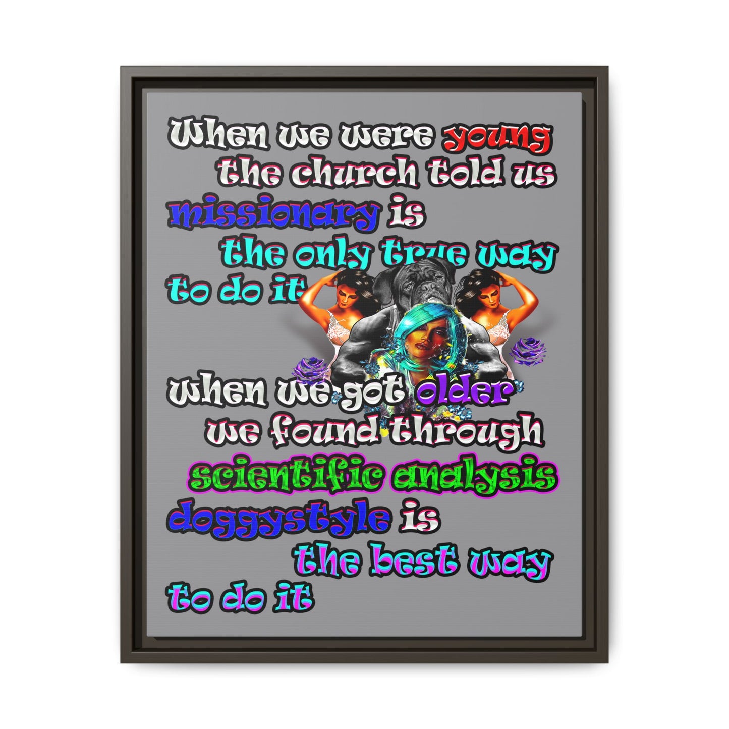 doggystyle - framed canvas art (grey)