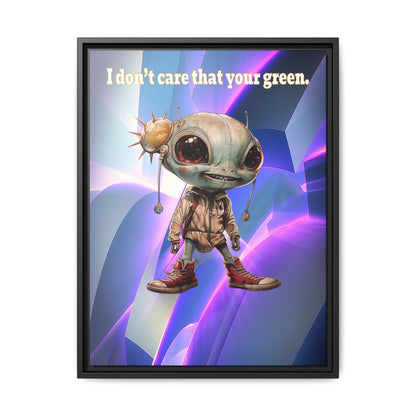 I don't care that your green - framed canvas art (grey-pink wave)