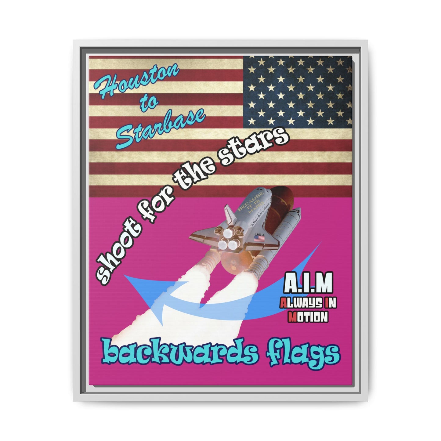 shoot for the stars - framed canvas art (pink)
