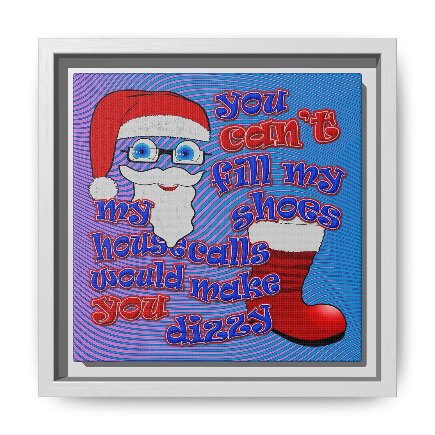santa's shoes - framed canvas art (light blue-purple wave)