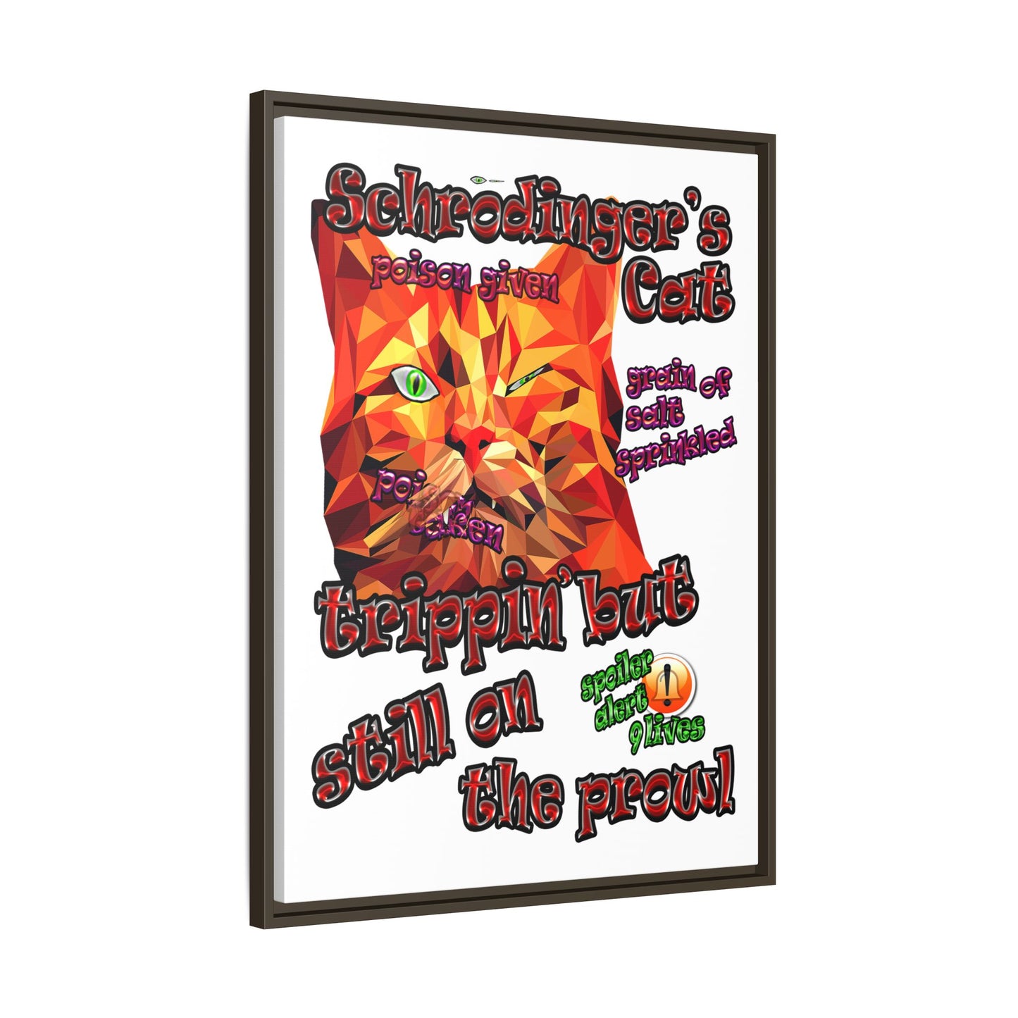 schrodinger's cat - framed canvas art (white)