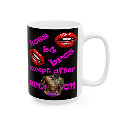 hoes b4 bros - White Mug (black)