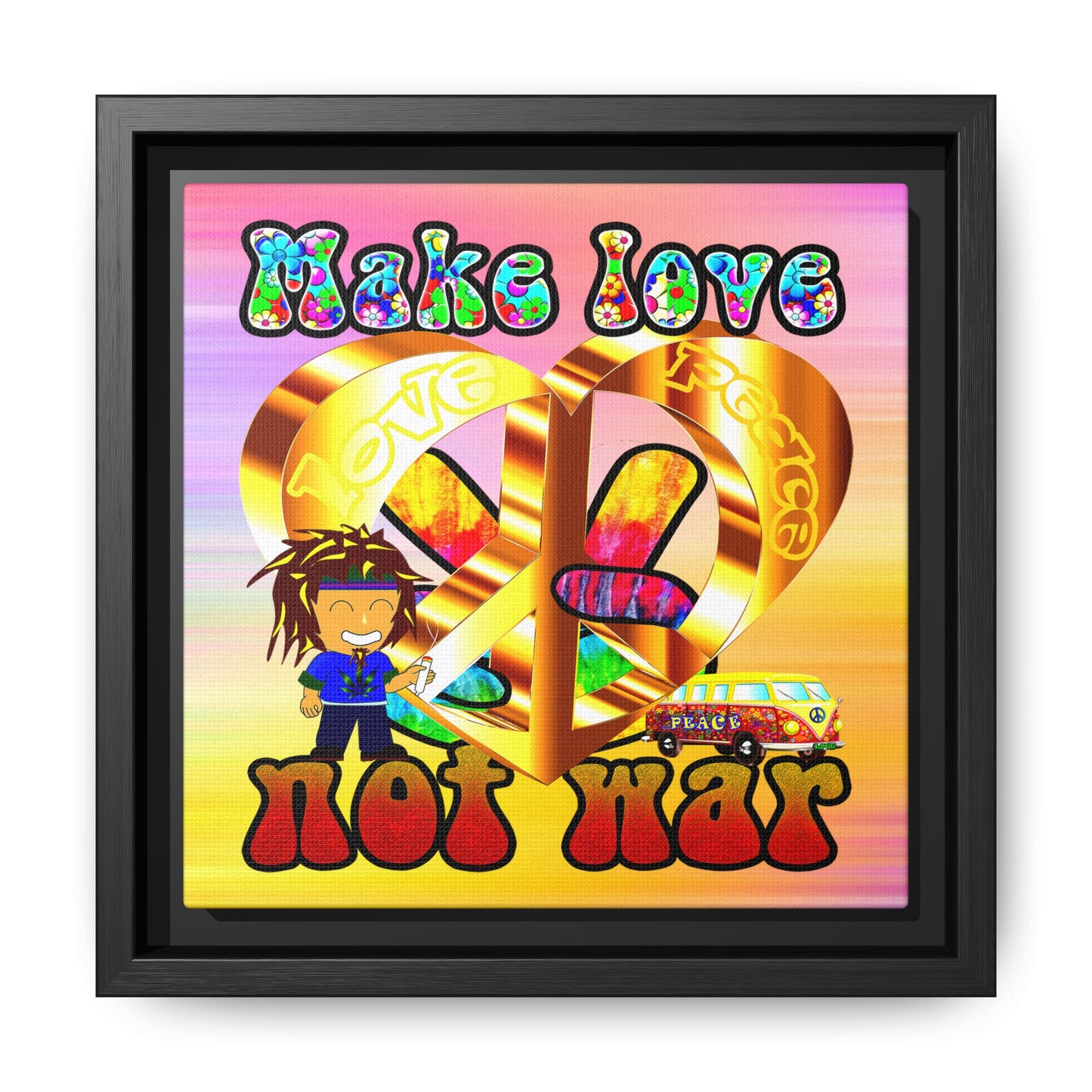 love peace - framed canvas art (color blur)