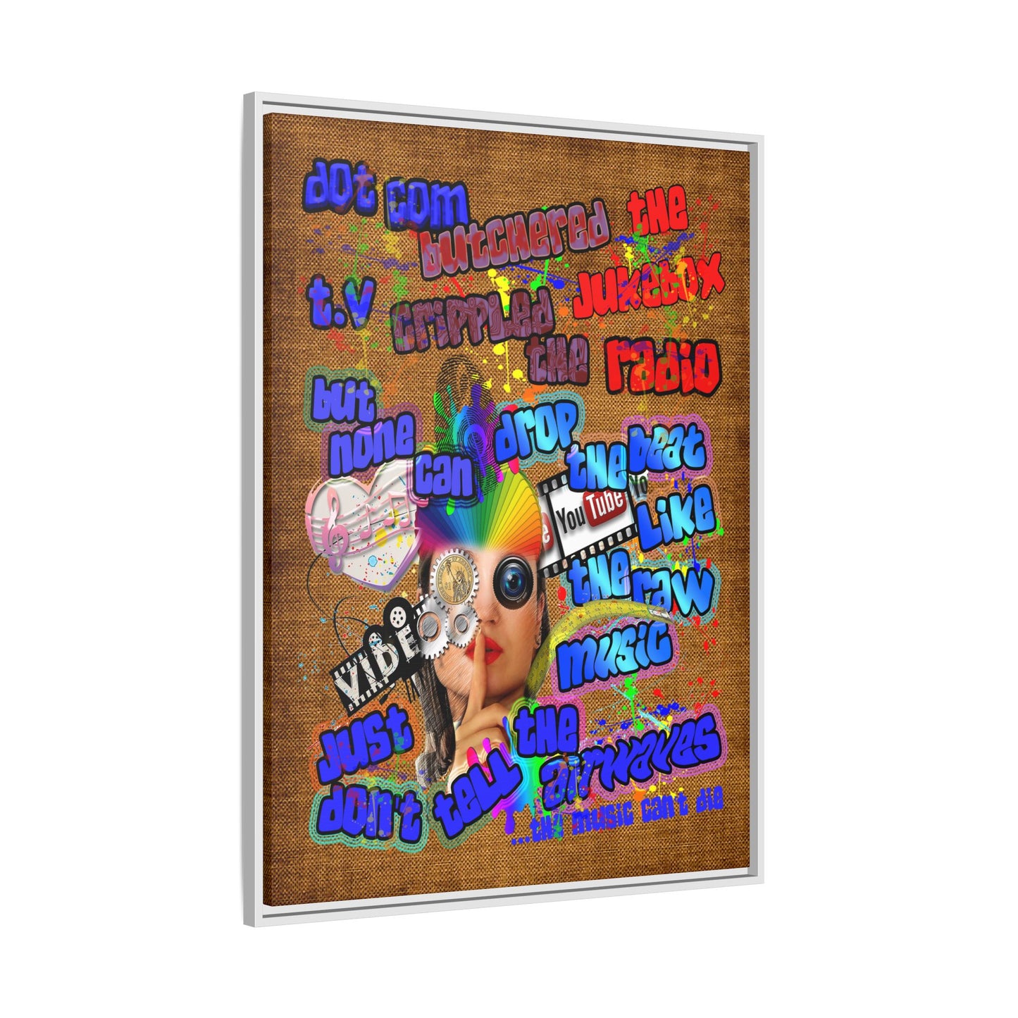 drop the beat - framed canvas art (brown papyrus)