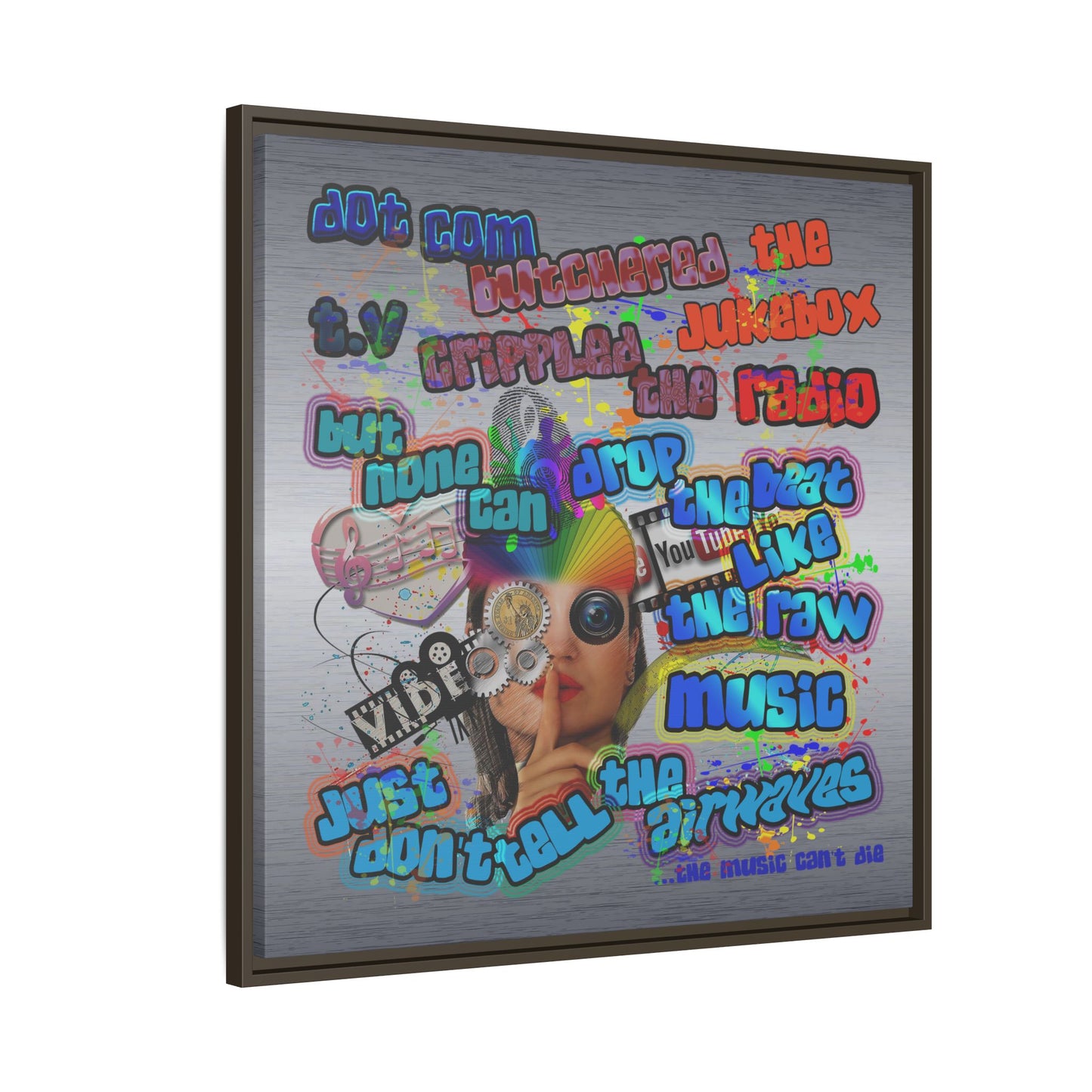 drop the beat - framed canvas art (brushed nickel)