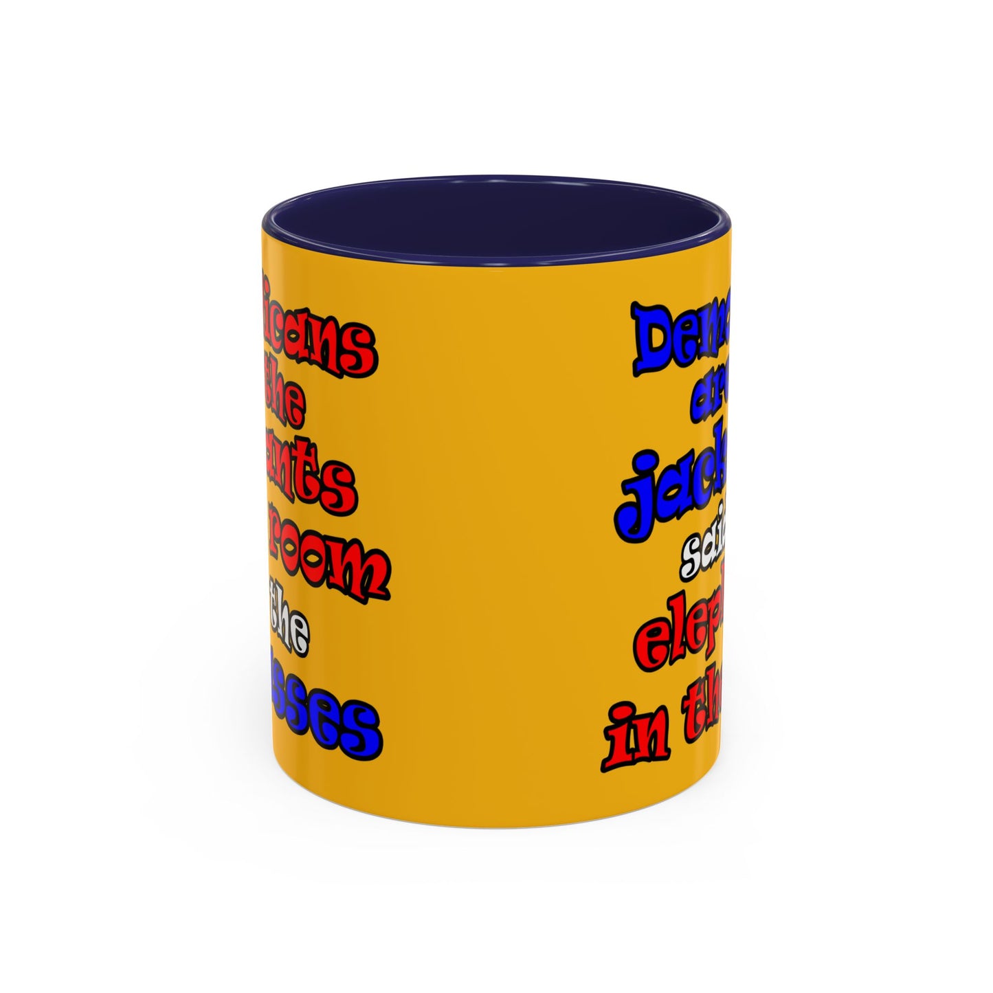 donkeys and elephants - Accent Mug (yellow)