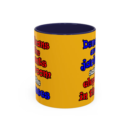 donkeys and elephants - Accent Mug (yellow)
