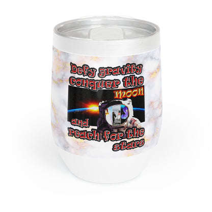 defy conquer reach - Chill Wine Tumbler (white marble)