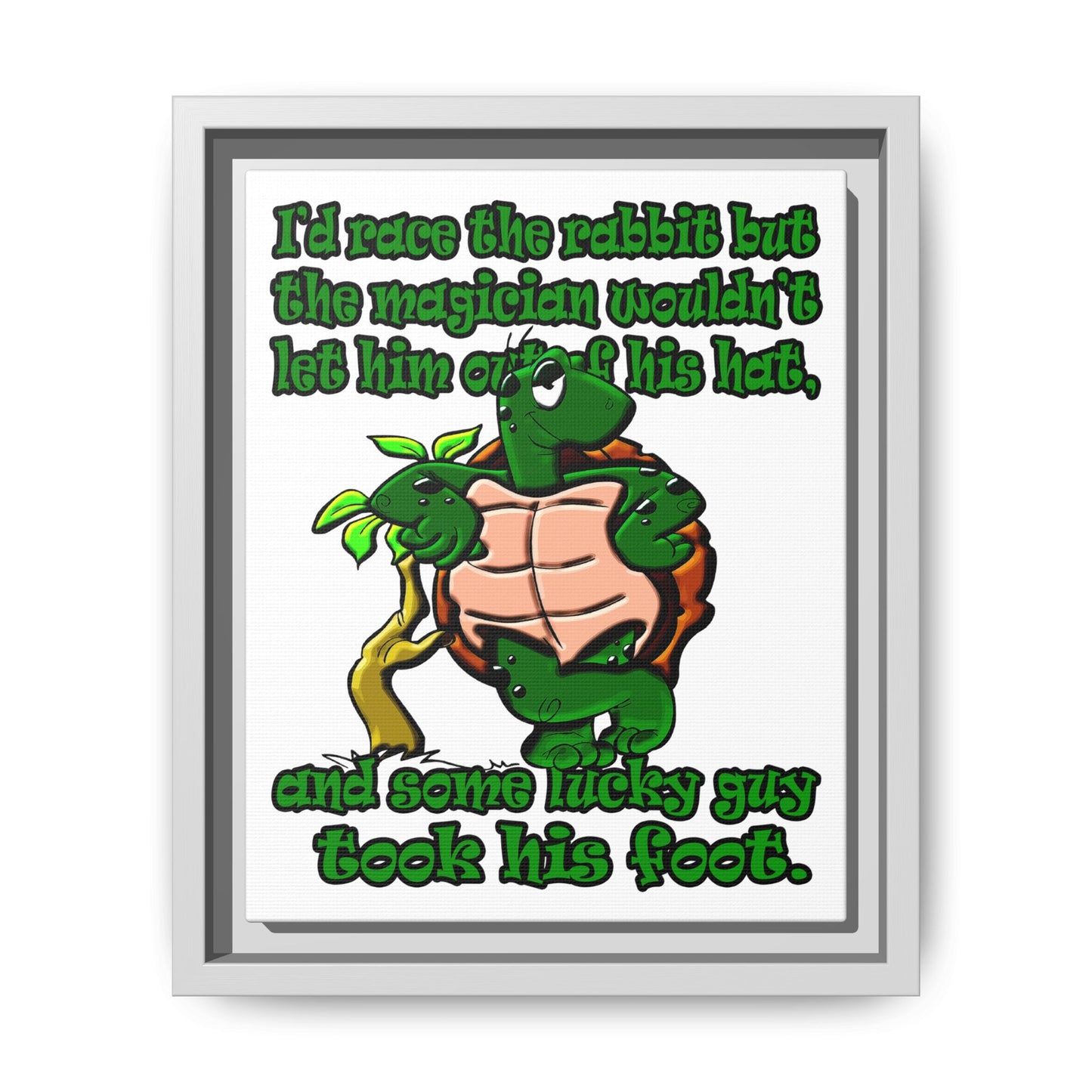 turtle race - framed canvas art (white)