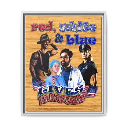 rw&b lives matter - framed canvas art (butterscotch wood finish)