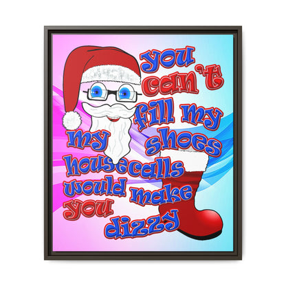 santa's shoes - framed canvas art (light blue-pink wave)