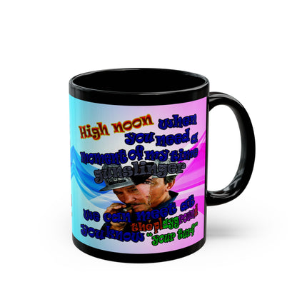high noon - Black Mug (light blue-pink wave)