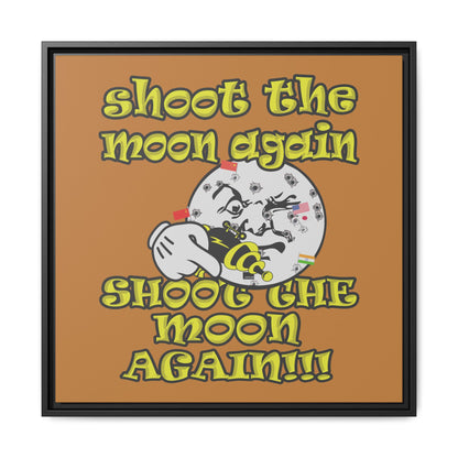 shoot the moon again - framed canvas art (light brown)