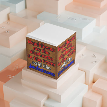 donkeys and elephants - note cube (brown papyrus)