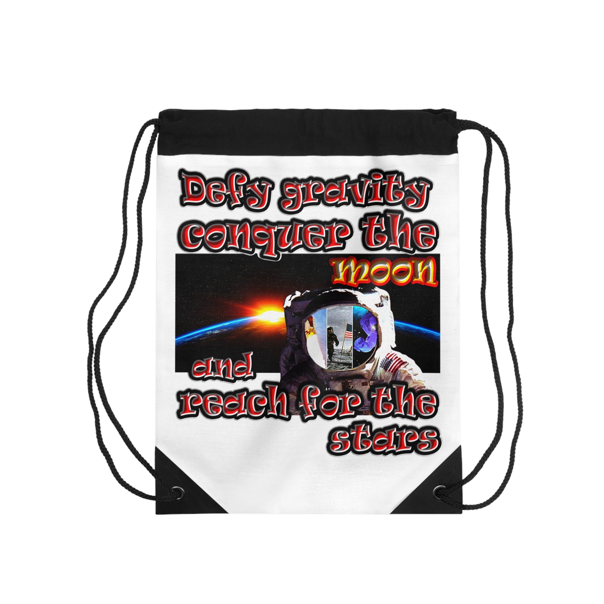 defy conquer reach - Drawstring Bag (white)