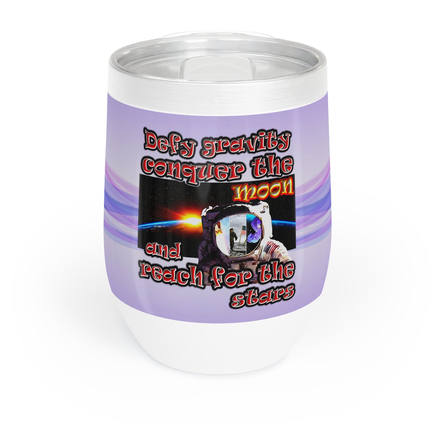 defy conquer reach - Chill Wine Tumbler (light blue-pink wave)