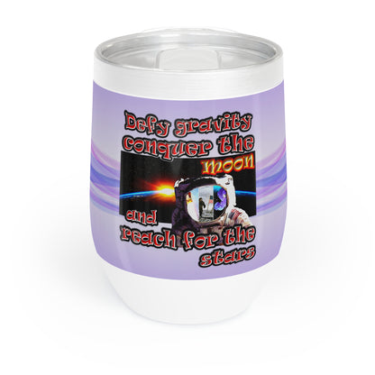 defy conquer reach - Chill Wine Tumbler (light blue-pink wave)