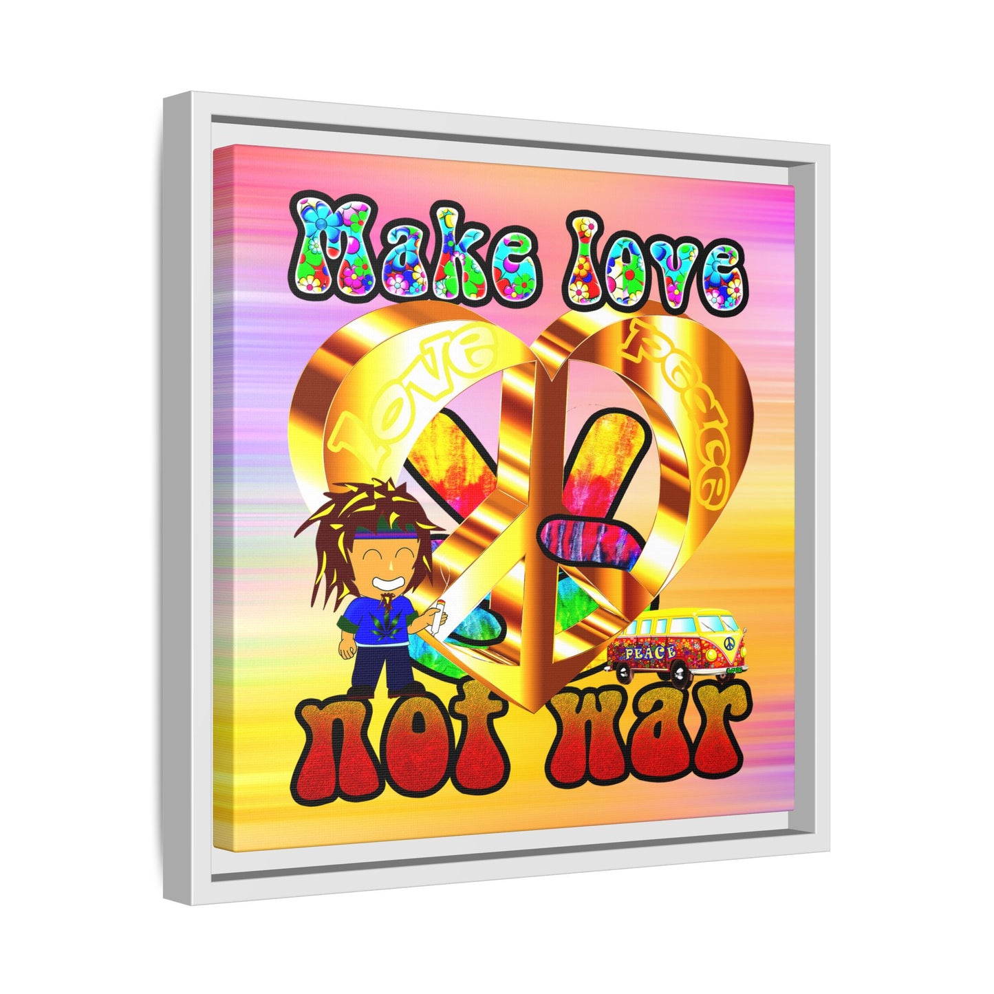 love peace - framed canvas art (color blur)