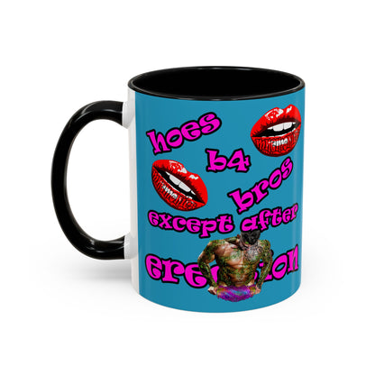 hoes b4 bros - Accent Mug (turquoise)