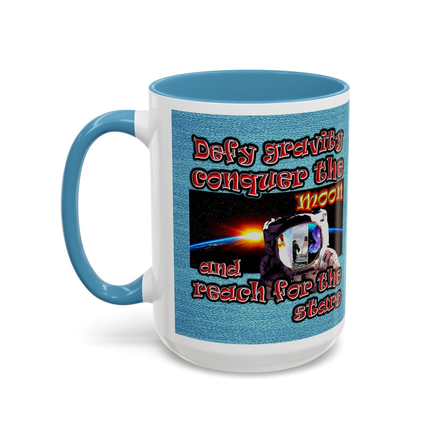 defy conquer reach - Accent Mug (faded blue)