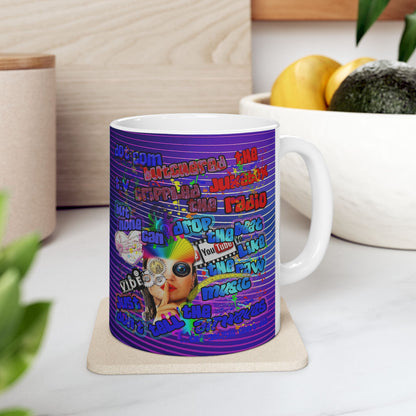 drop the beat - White Mug (purple wave)