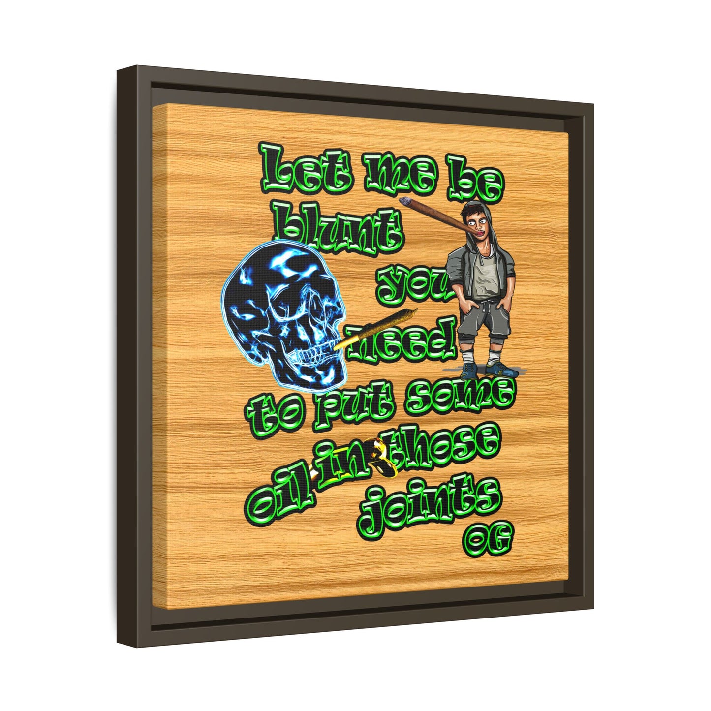 og - framed canvas art (butterscotch wood finish)