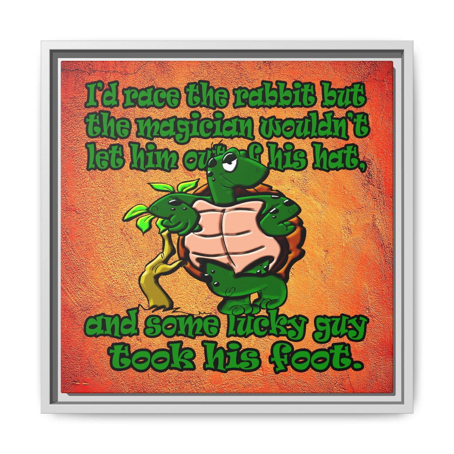turtle race - framed canvas art (burnt orange)