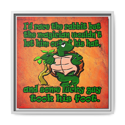 turtle race - framed canvas art (burnt orange)
