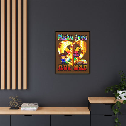 love peace - framed canvas art (brown)