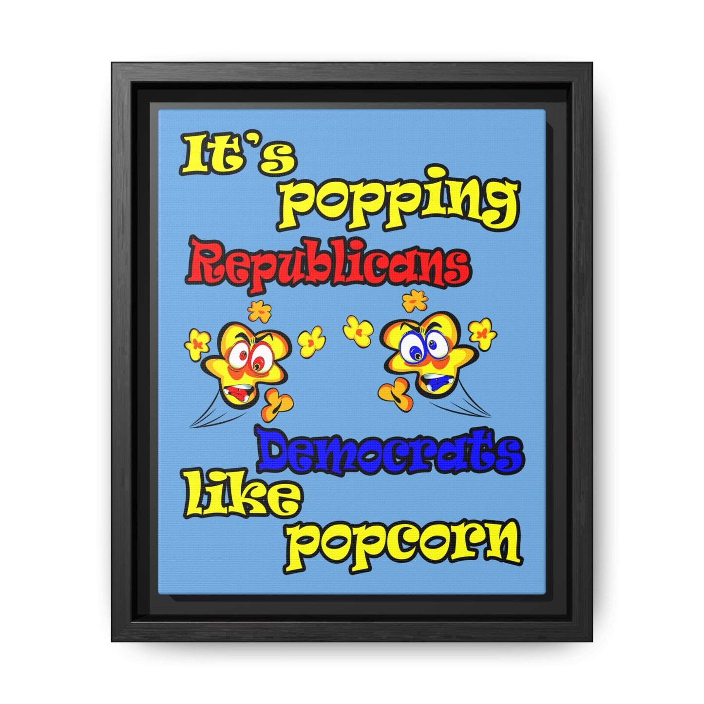 popping like popcorn - framed canvas art (light blue)