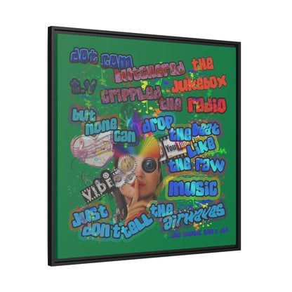 drop the beat - framed canvas art (dark green)