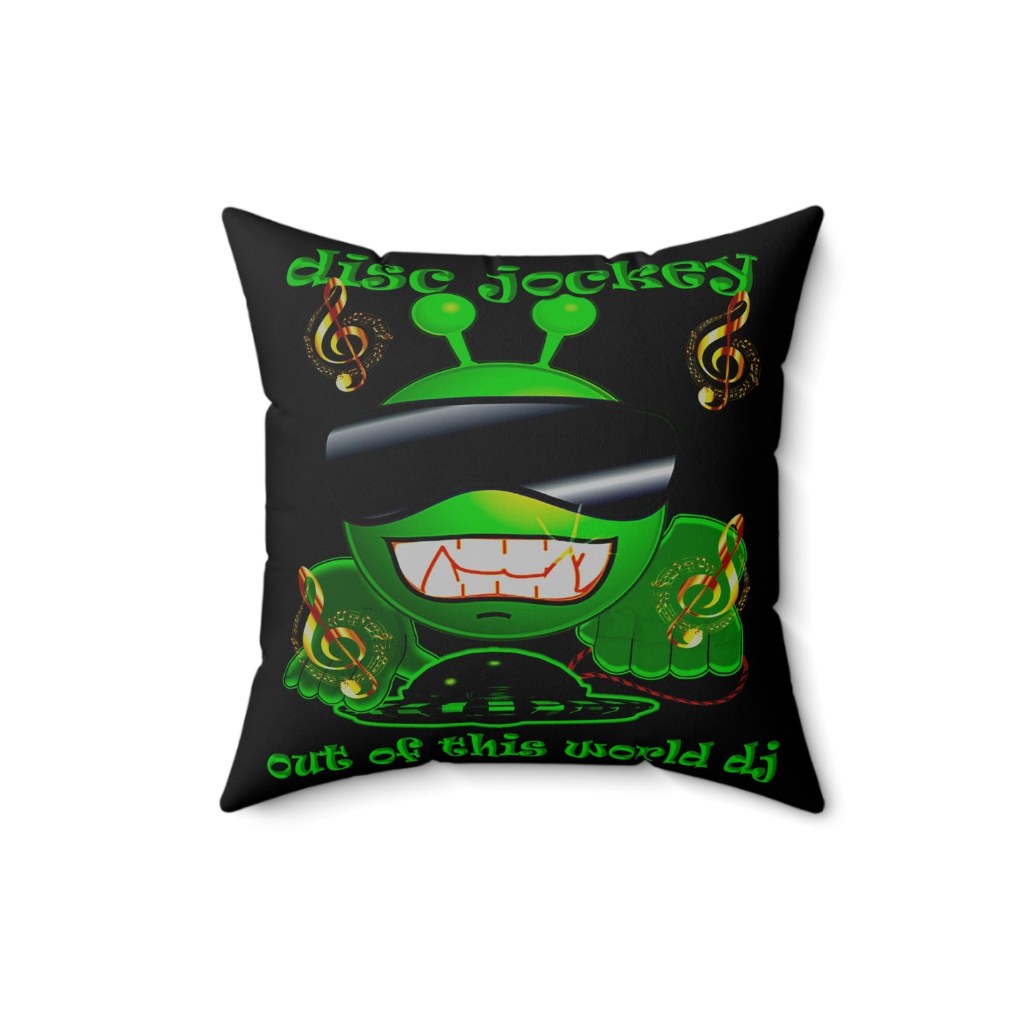 disc jockey - Spun Polyester Square Pillow - (black)