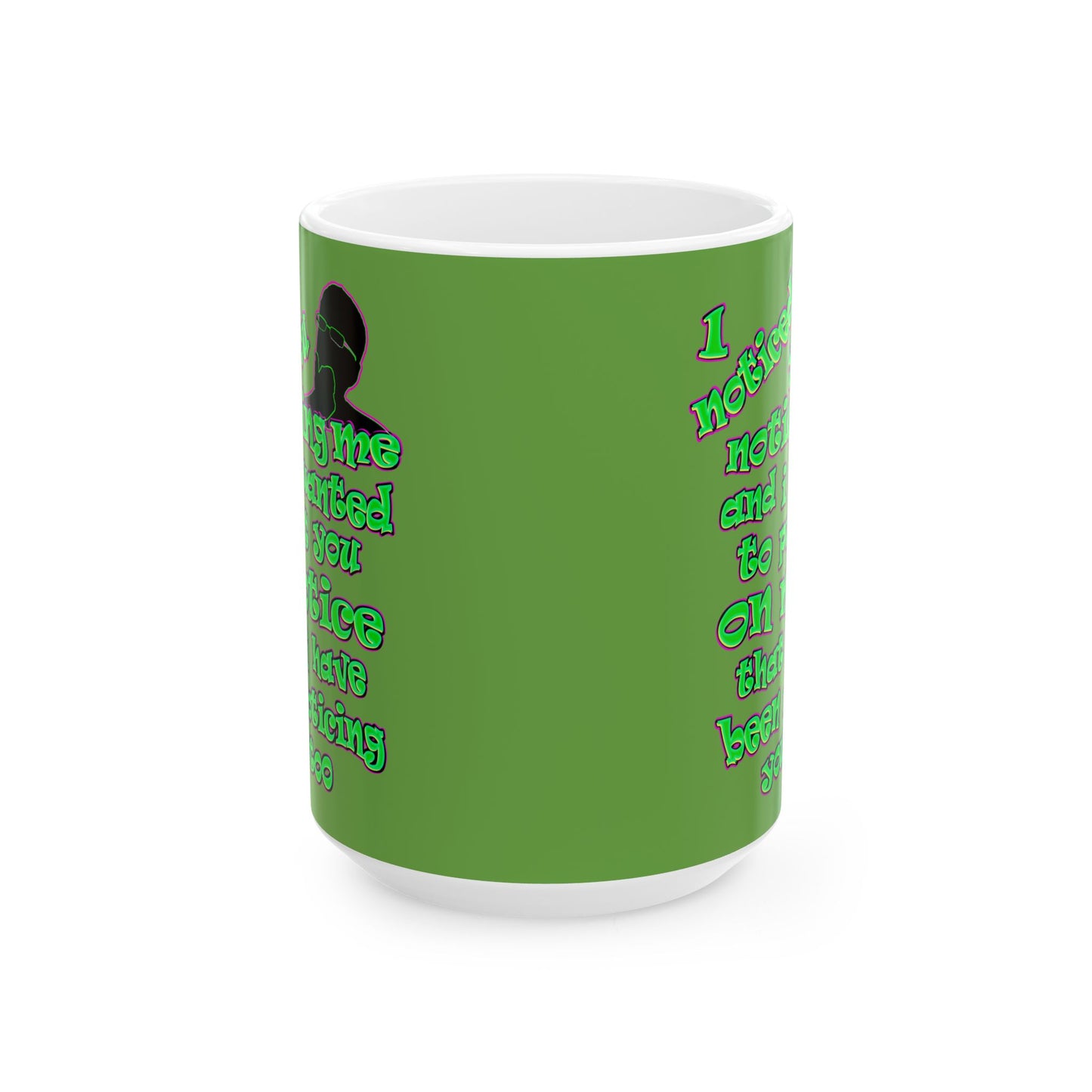 noticed you noticing - White Mug (green)