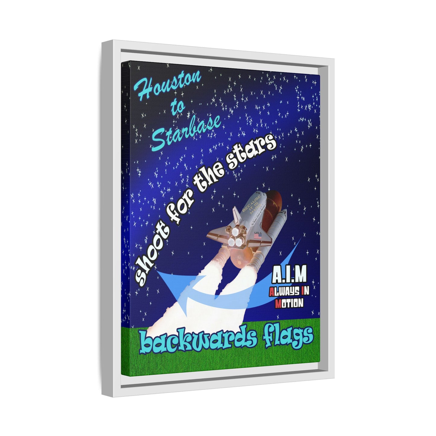 shoot for the stars - framed canvas art ('snoops' background)