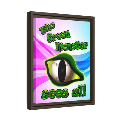 green monster - framed canvas art (light blue-pink wave)
