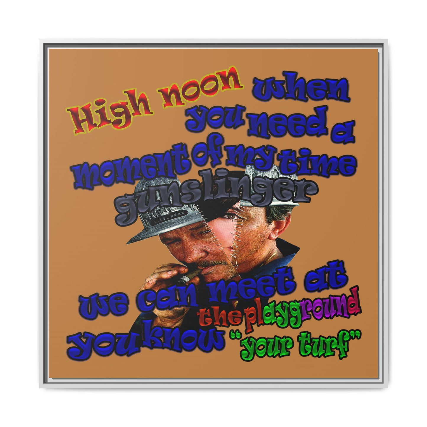 high noon - framed canvas art (light brown)