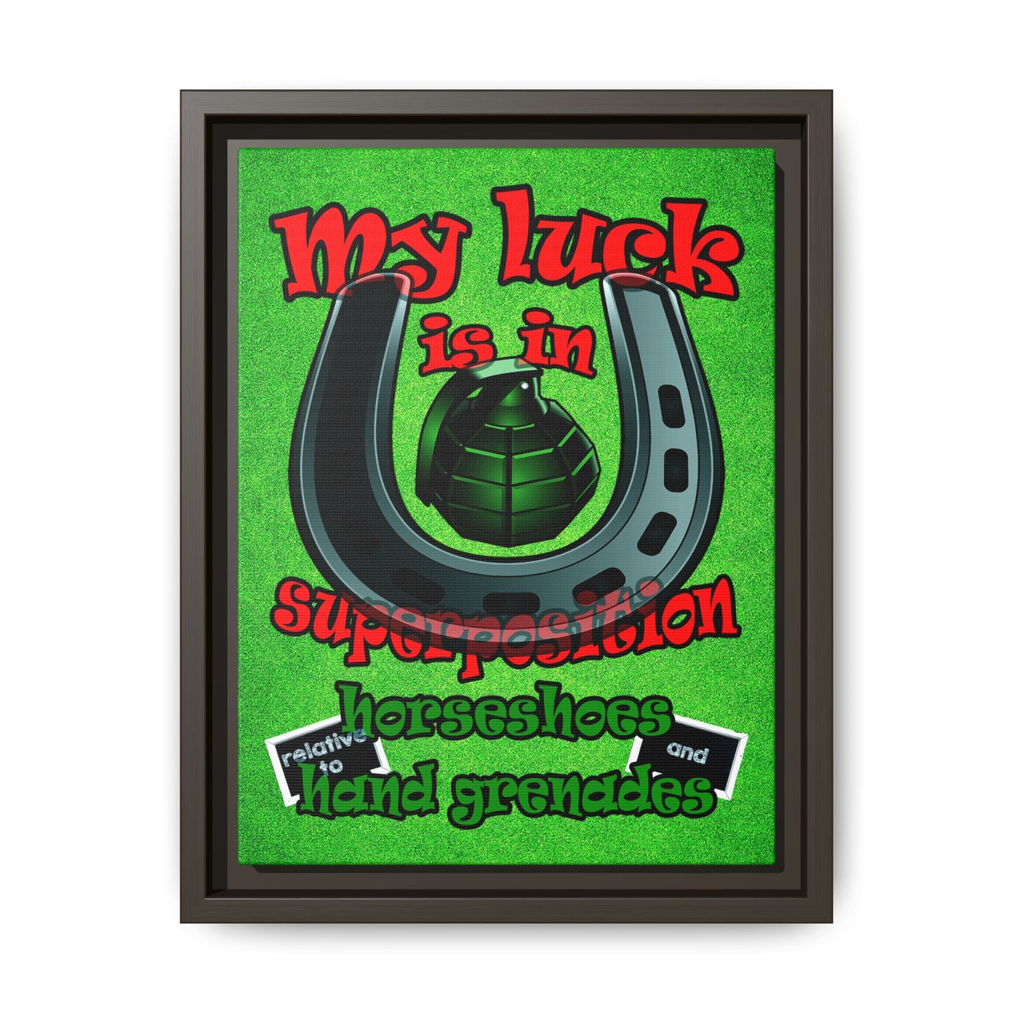 my luck - framed canvas art (green turf)