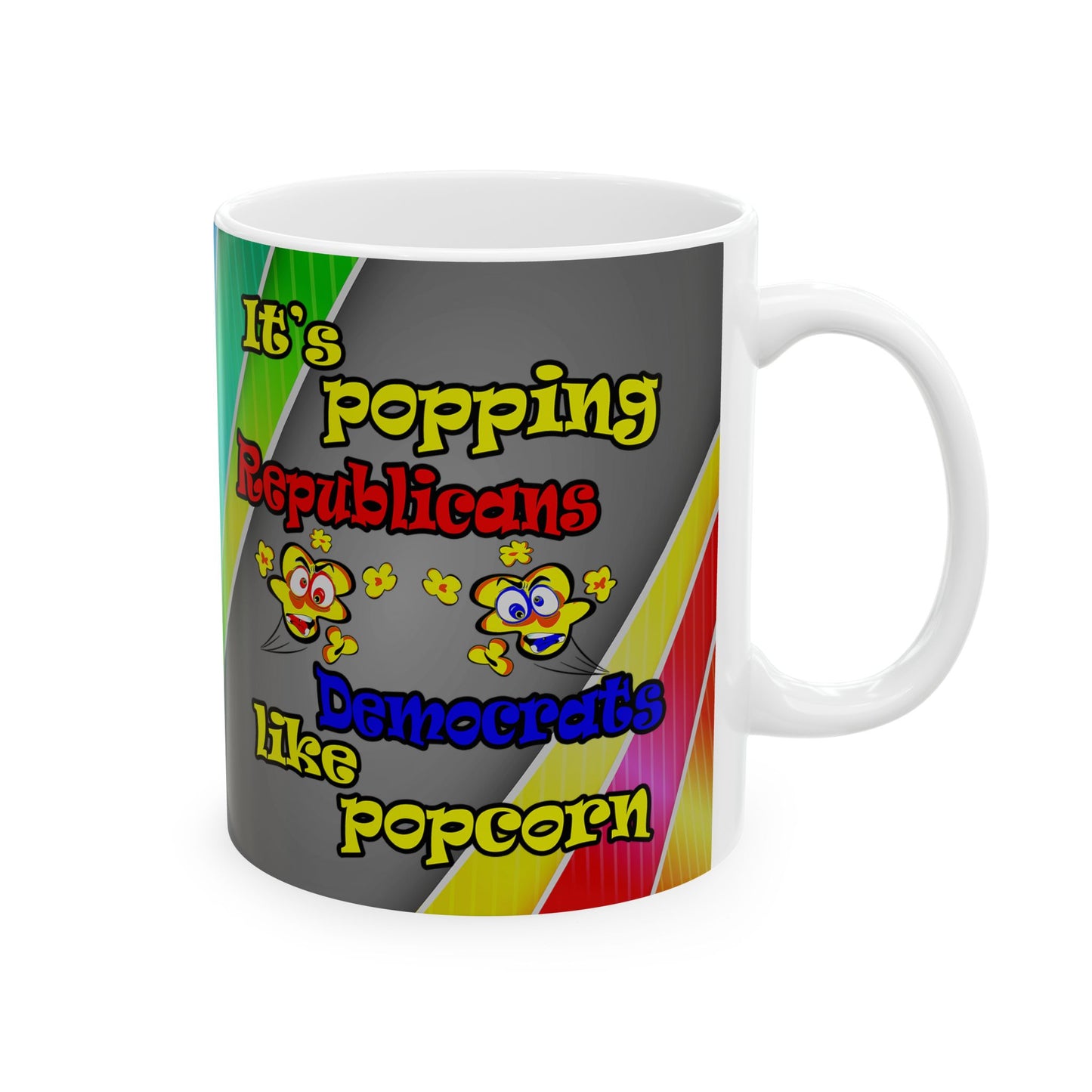 popping like popcorn - White Mug (rainbow split)