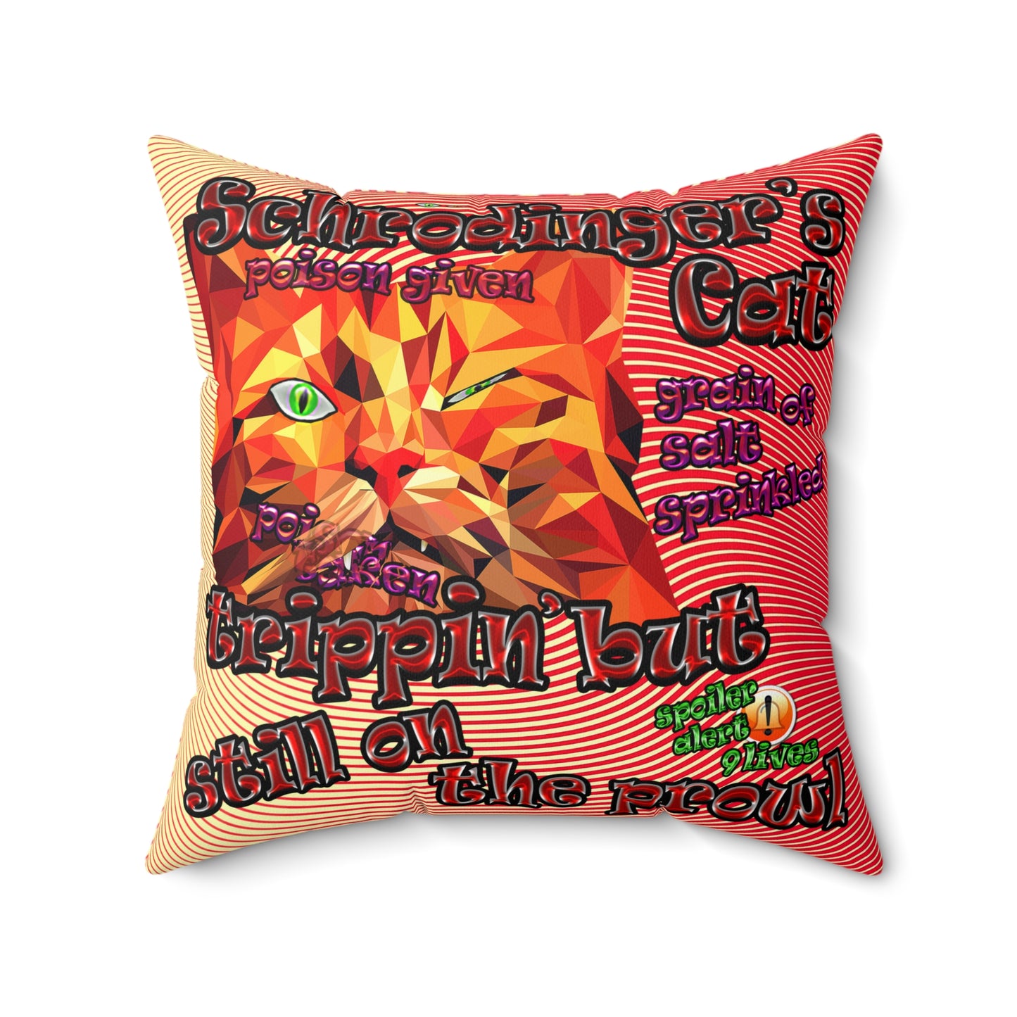 schrodinger's cat - Spun Polyester Square Pillow - (yellow-orange wave)