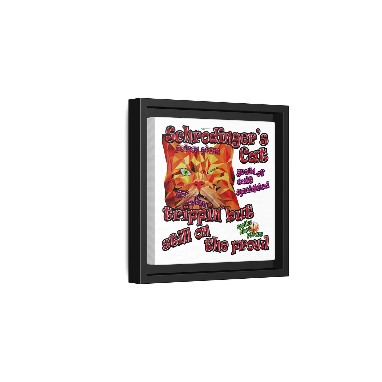 schrodinger's cat - framed canvas art (white)