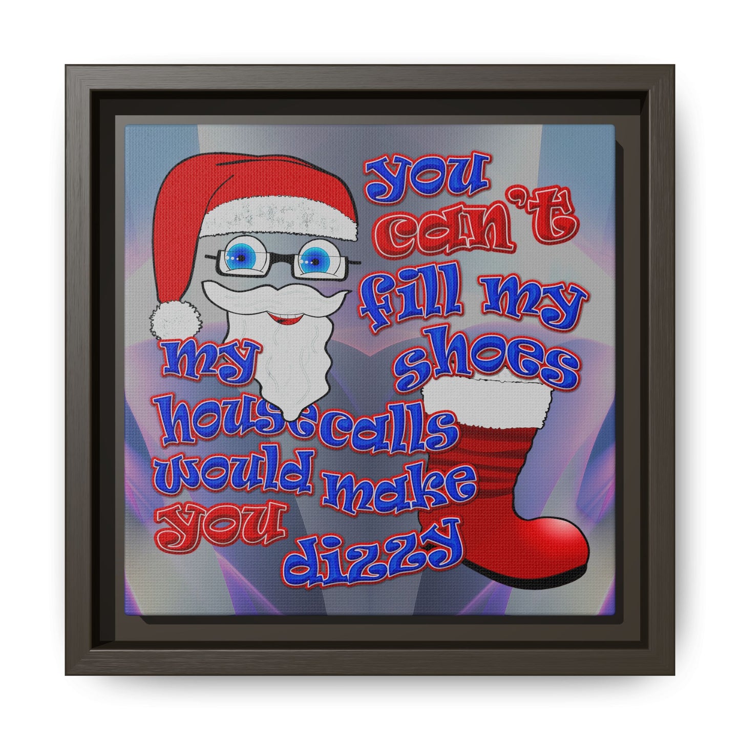santa's shoes - framed canvas art (grey-pink wave)
