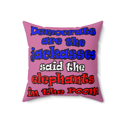donkeys and elephants - Faux Suede Square Pillow - (light pink)